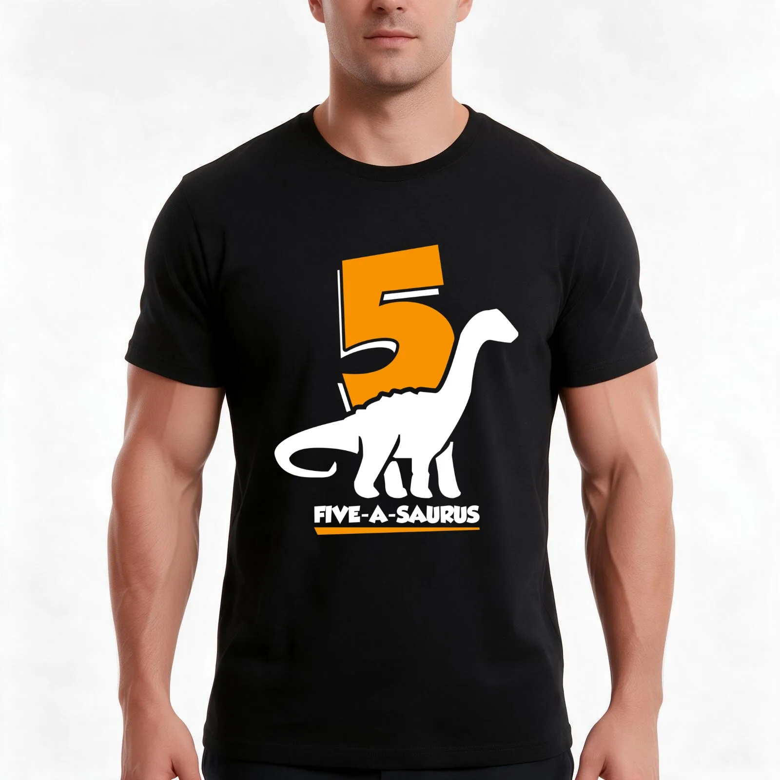 5-a-saurus 5th birthday Five years dinosaurs T-Shirt, Summer Casual Cotton Tee, Oversized Streetwear Tops, Vintage Graphic Print
