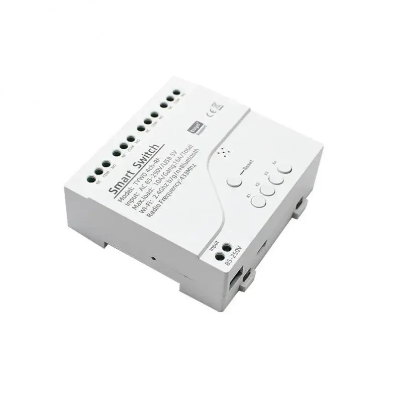 Módulo Interruptor Inteligente Tuya Zigbee, Relé WiFi, Trilho DIN, Controle Remoto RF433, Funciona com Alexa, Google Hub, 4 Canais, 85-250V