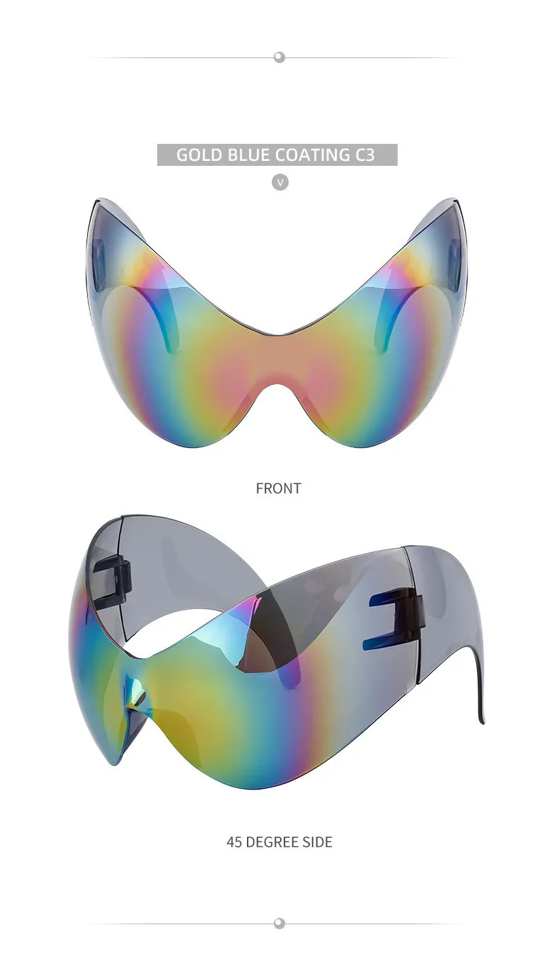 Übergroße Y2k Sport Sonnenbrille Frauen 2000er Wrap Around Schild Goggle Männer Luxus Marke Designer Trends Punk Sonnenbrille Oculos – Detail 19