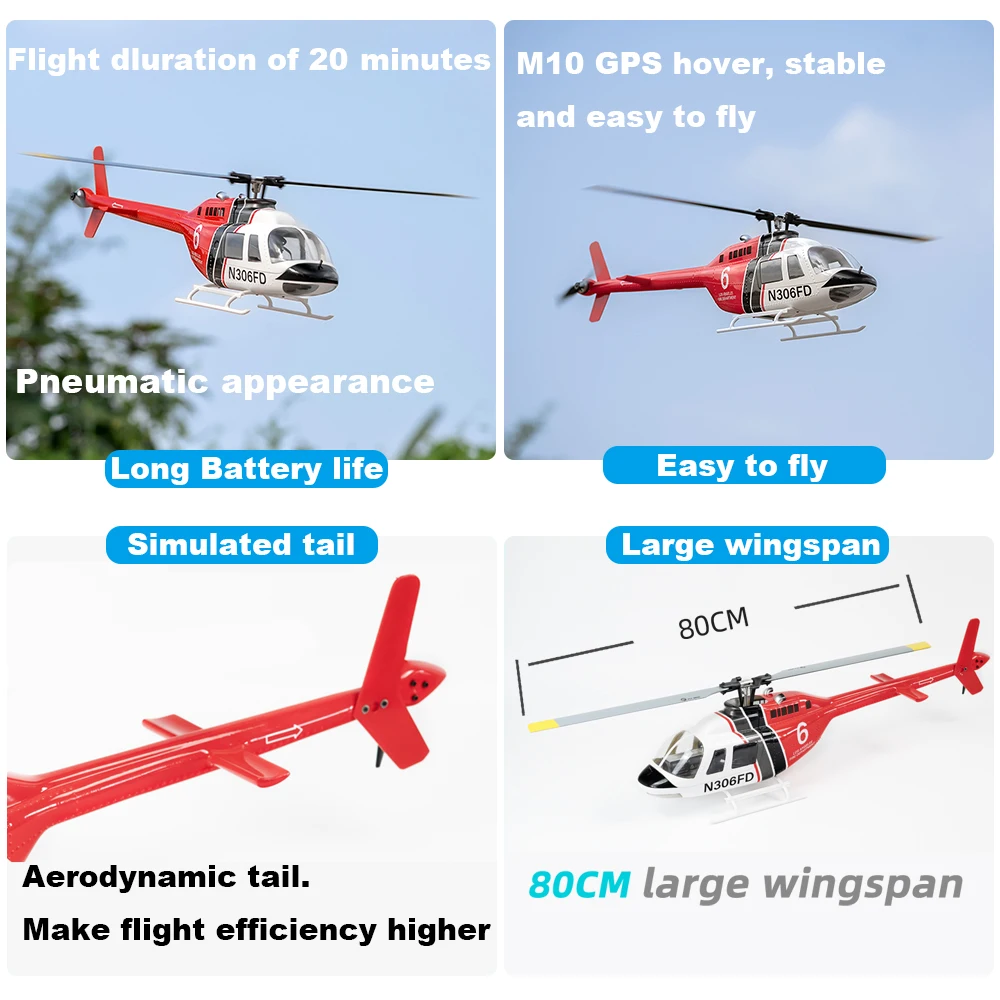 FLYWING Bell 206 V3 helicóptero a escala 6CH posicionamiento GPS y larga resistencia 1:16 RC avión con H1 rc heli Hobby para adultos