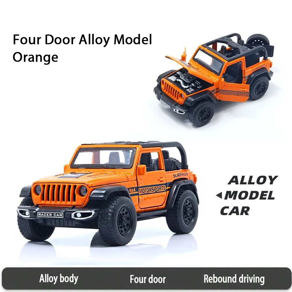 

Машинка-трансформер Jeep Wrangler 1:36, внедорожник, литой металл, игрушка для мальчиков, открывающиеся четыре двери, функция отката назад