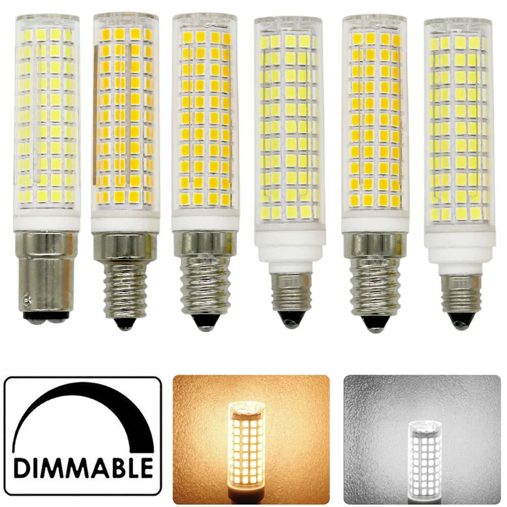 Dimmable LED Corn Bulbs Mini E11 E12 E14 BA15D 15W 136 LEDs Ceramics Lights 220V Cool Warm White Lamps Energy Saving