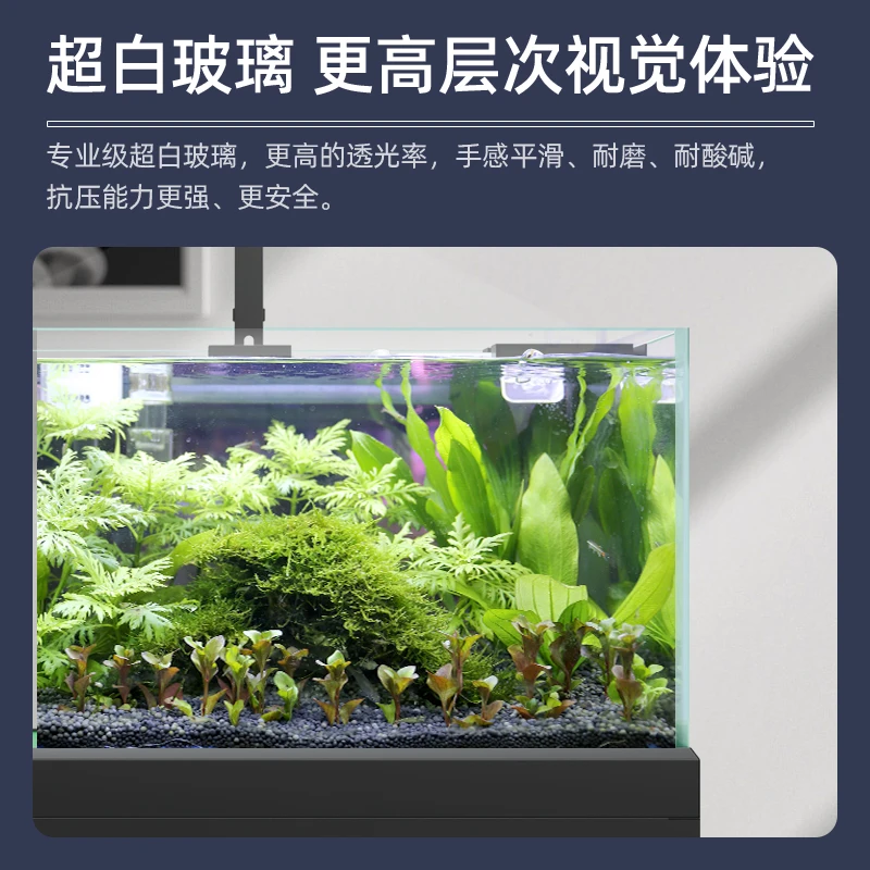 Yjq Living Room Small Ultra-White Glass Floor Bottom Filter Landscape Ecological Fish Globe