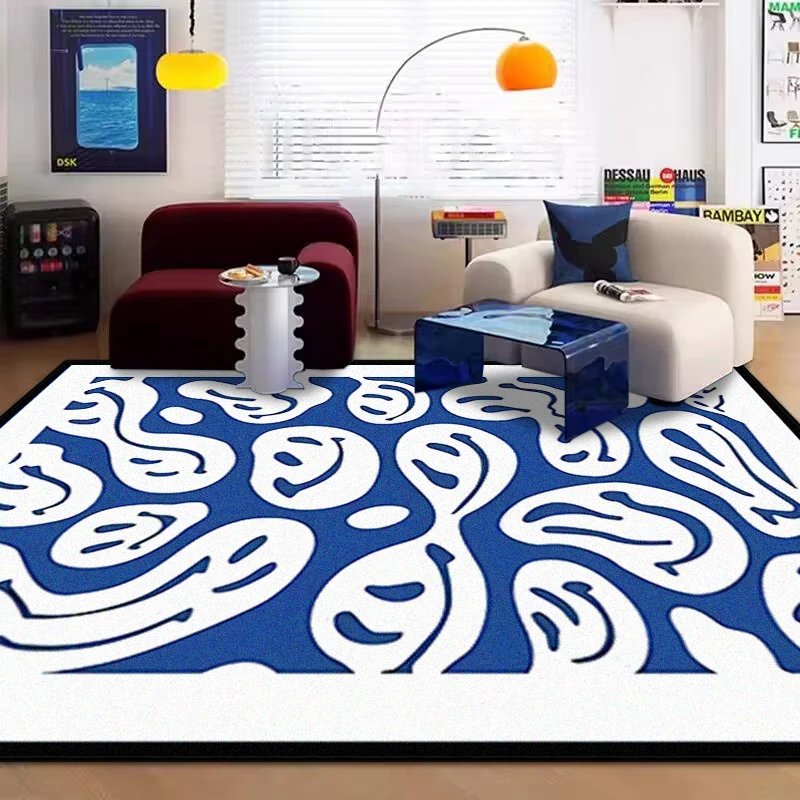 Blue Abstract Carpet for Living Room Modern Luxury Decoration Home Rugs for Bedroom Big Size Non-slip Easy Cleaning Floor Mat