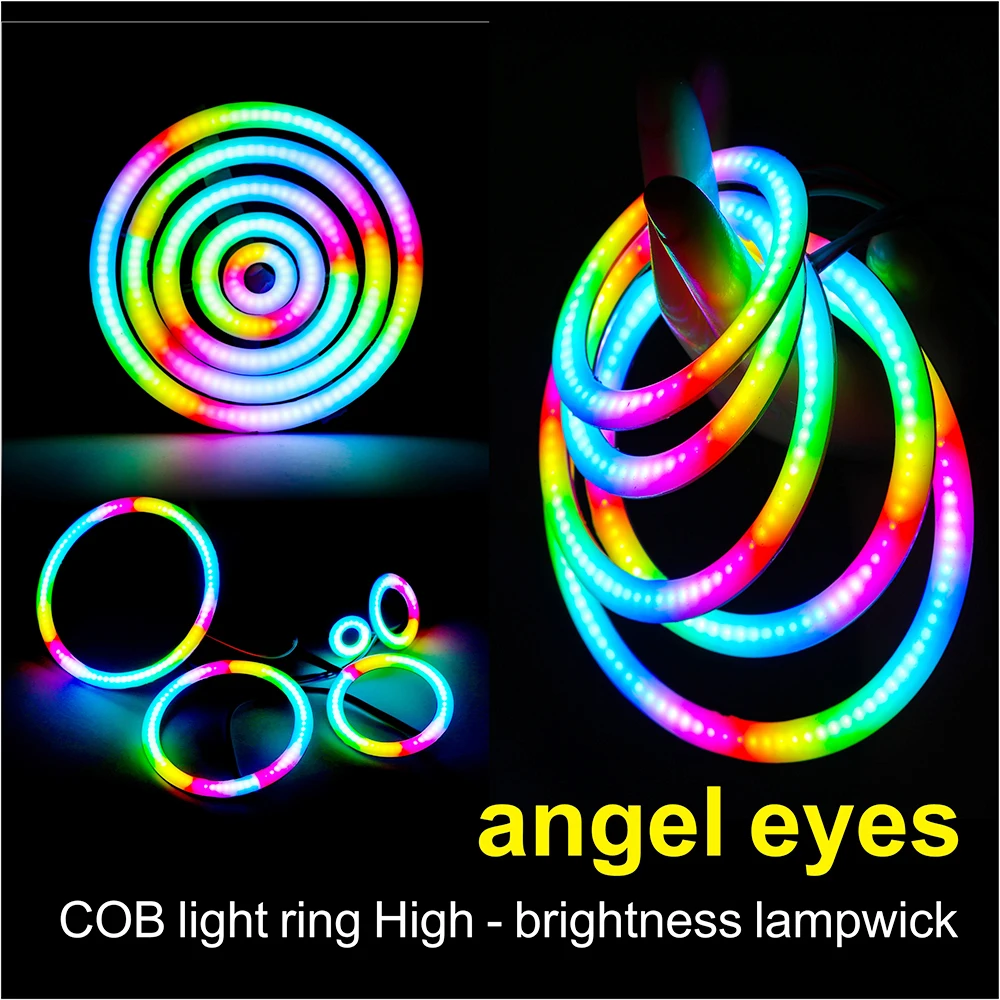 WS2812 RGB COB Ring Light، 27/48/74/96/120 مم قابل للعنونة بشكل فردي مع وحدة IC RGB COB المدمجة، DC5V
