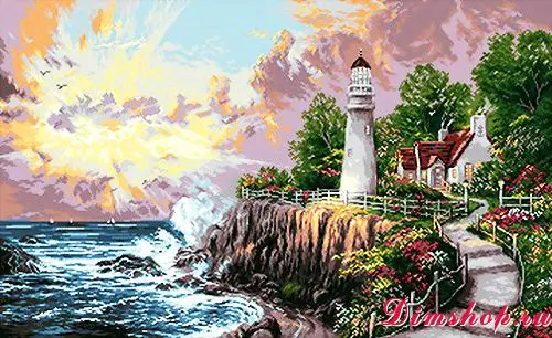 Chinese Cross-Stitch Kits for Embroidery Needlework, DIY Sets, Seaside Lighthouse, Gb655, 75-50, 16CT, 14CT, 18CT