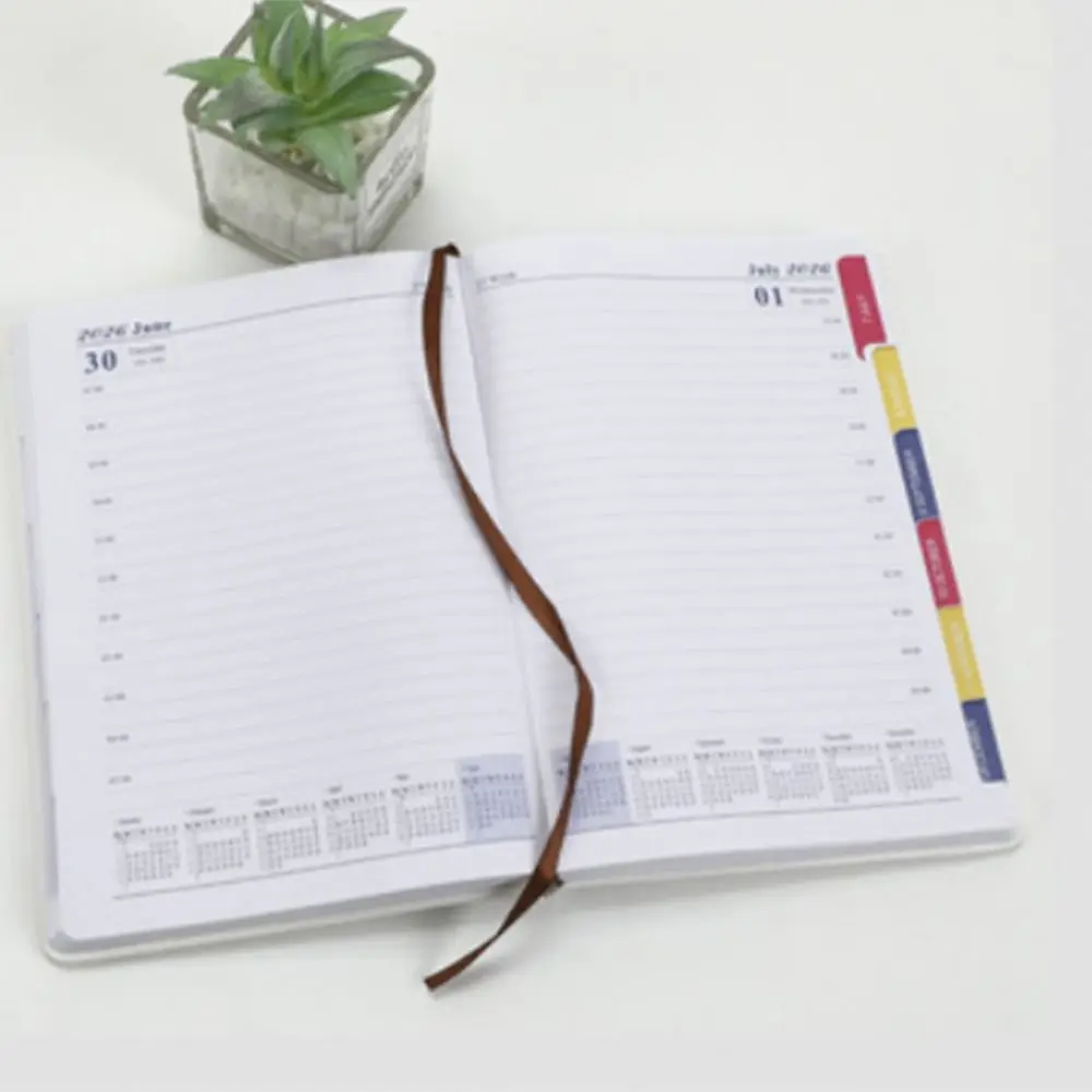 2026 365 Days Efficiency Notebook Yearly Schedule Texture PU Office Work Planner Leather Cover Soft a5 Agenda Planning Notepad