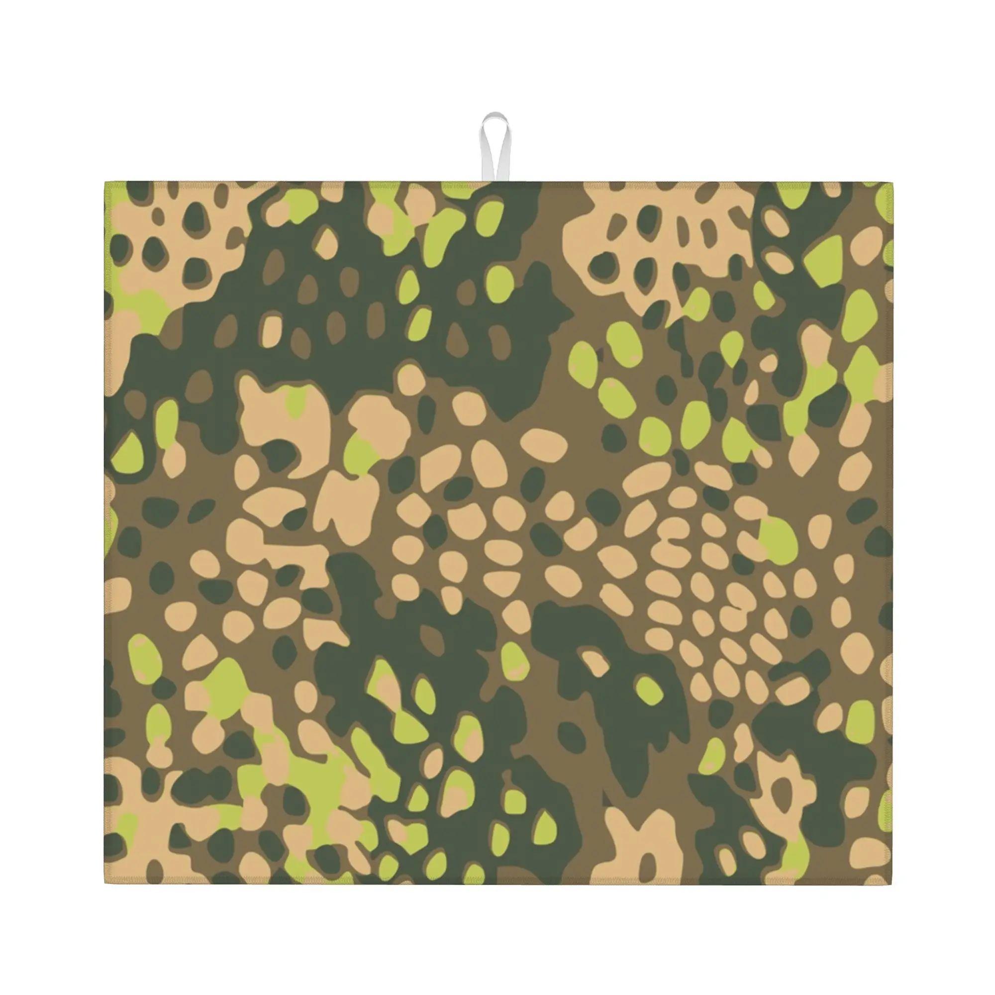 German Spring Oak Camouflage Drying Mat For Kitchen Waterproof Non‑Slip Oil Proof Army Camo Bathroom Countertop Protector Mat