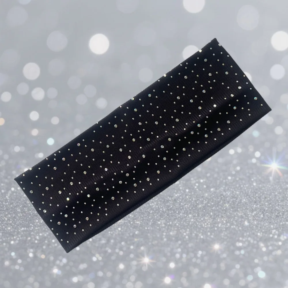 

Новая эластичная повязка для йоги, впитывающая пот, однотонная, с блестящими стразами, дышащая, для волос, для йоги