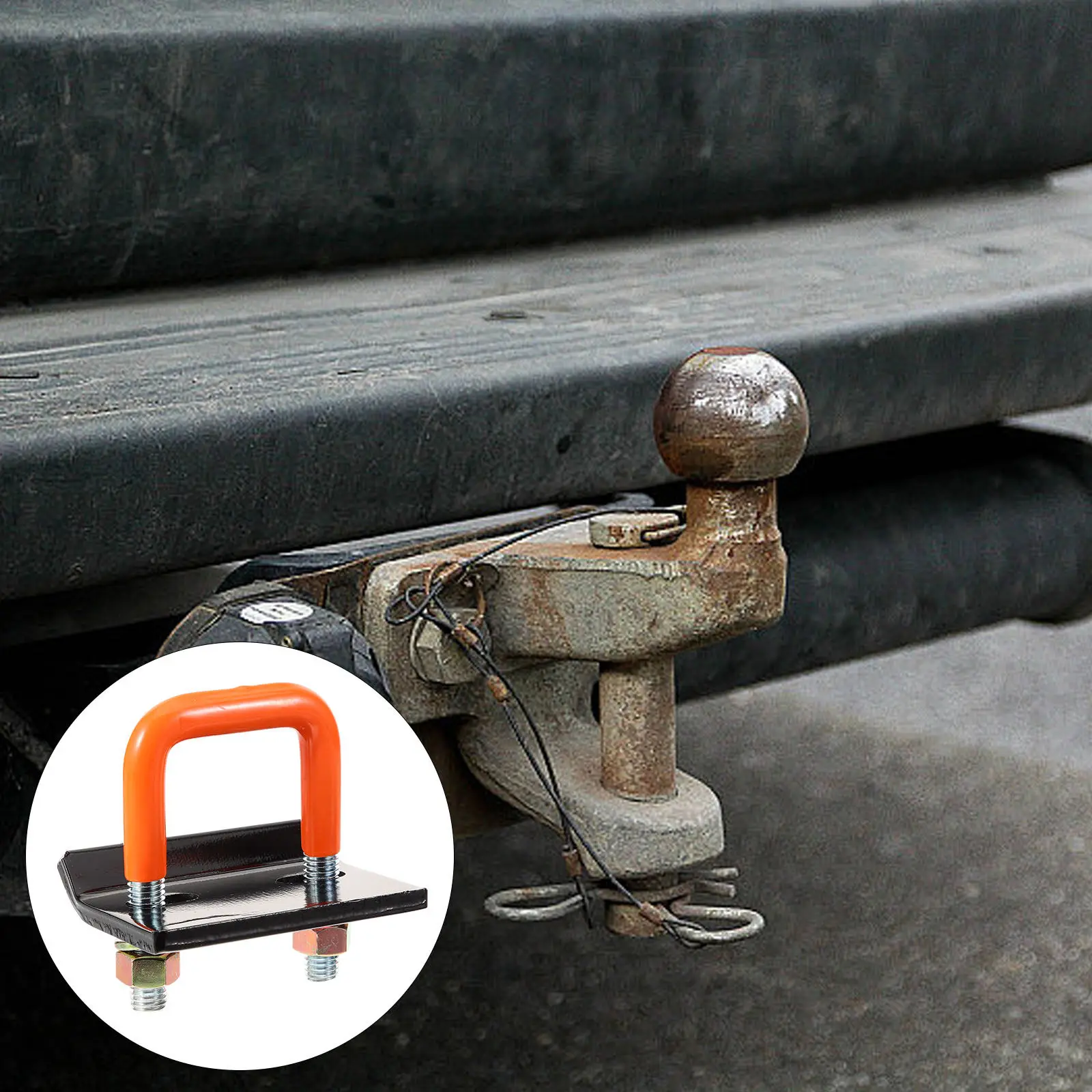 

Trailer Hitch Clamp Heavy Duty Metal Tightener Solid Rubber Sleeve for Trailer Arm Attachment Stable Square Buckle
