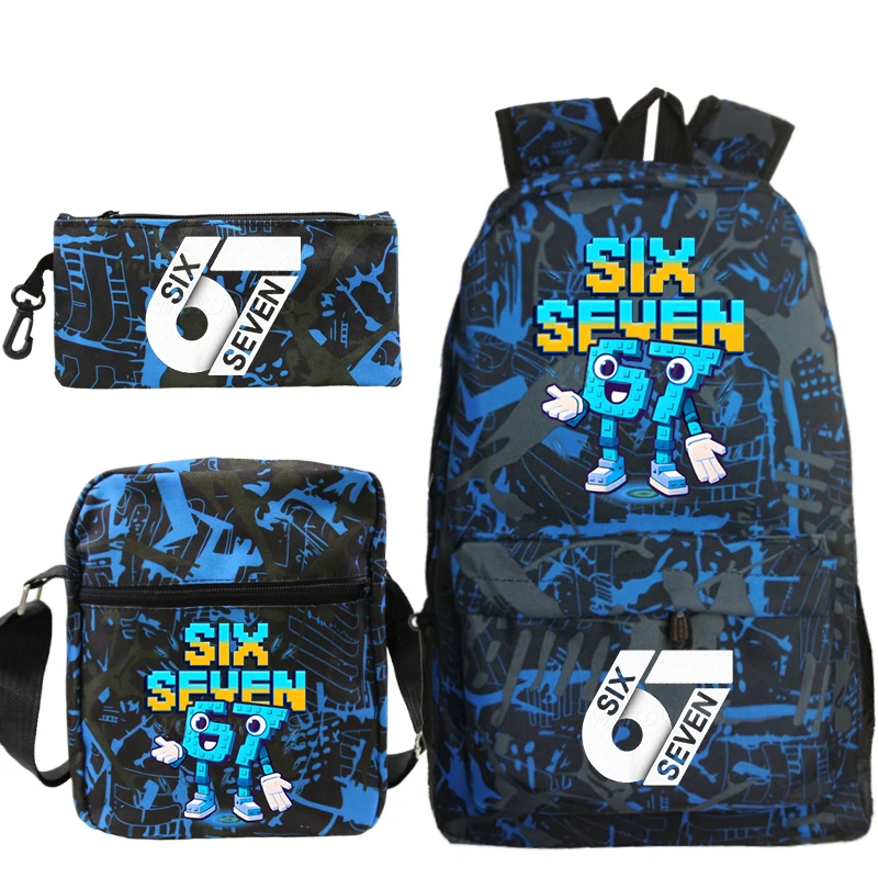 

New 3pcs 67 Six Seven Backpack Simple Style Lightweight Boys Girls School Bags Capacity Laptop Backpack Women Men Travel Mochila
