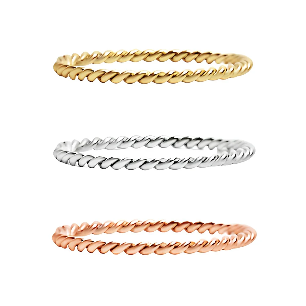 Einfache Spirale Twist Fingerringe Für Frauen Männer Minimalistischen Stil Gold Farbe Edelstahl Schmuck Party Geschenk