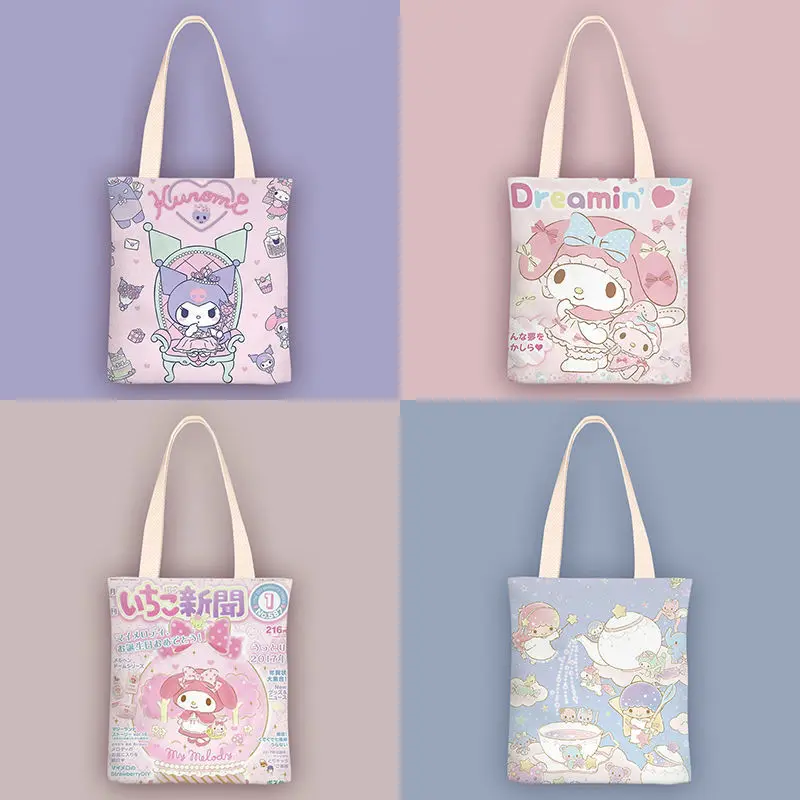 

Hello Kitty аниме Ins маленькая свежая холщовая сумка с героями мультфильмов женская простая сумка на одно плечо для студентов сумка-шоппер