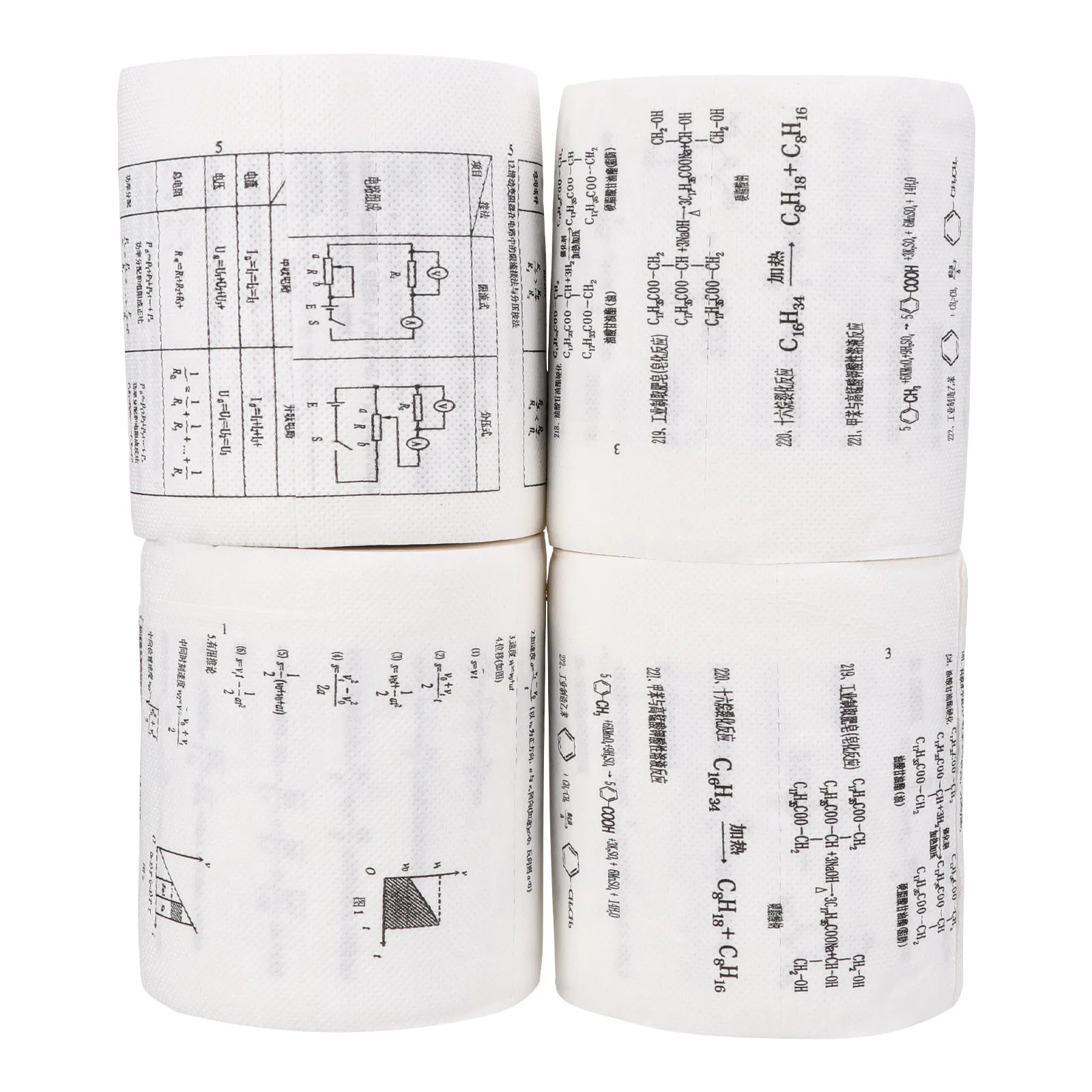 4 Rolls Chemical Physics Formula Printed Toilet Tissue Ultra Absorbent Soft Strong Toilet Paper for Home Kitchen Restroom