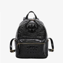 Genuine Leather Crocodile Pattern Shoulder Bag for Women, Luxury Handbag, Fashionable Travel Backpack, New Trend, 2024