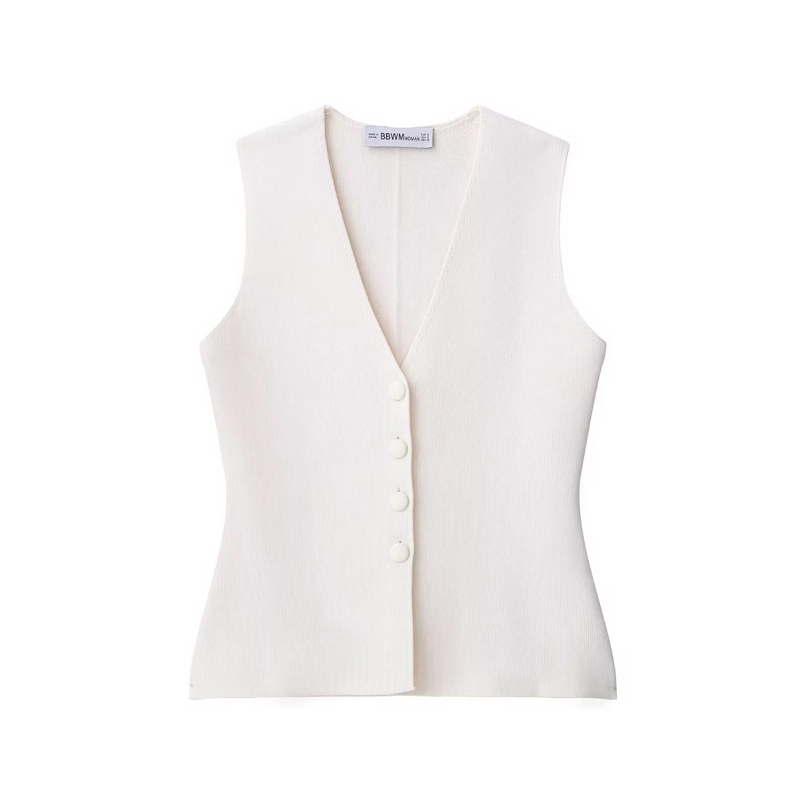 

European and American 2025 autumn new women's clothing style simple and lined button decoration V-neck sleeveless knitted vest