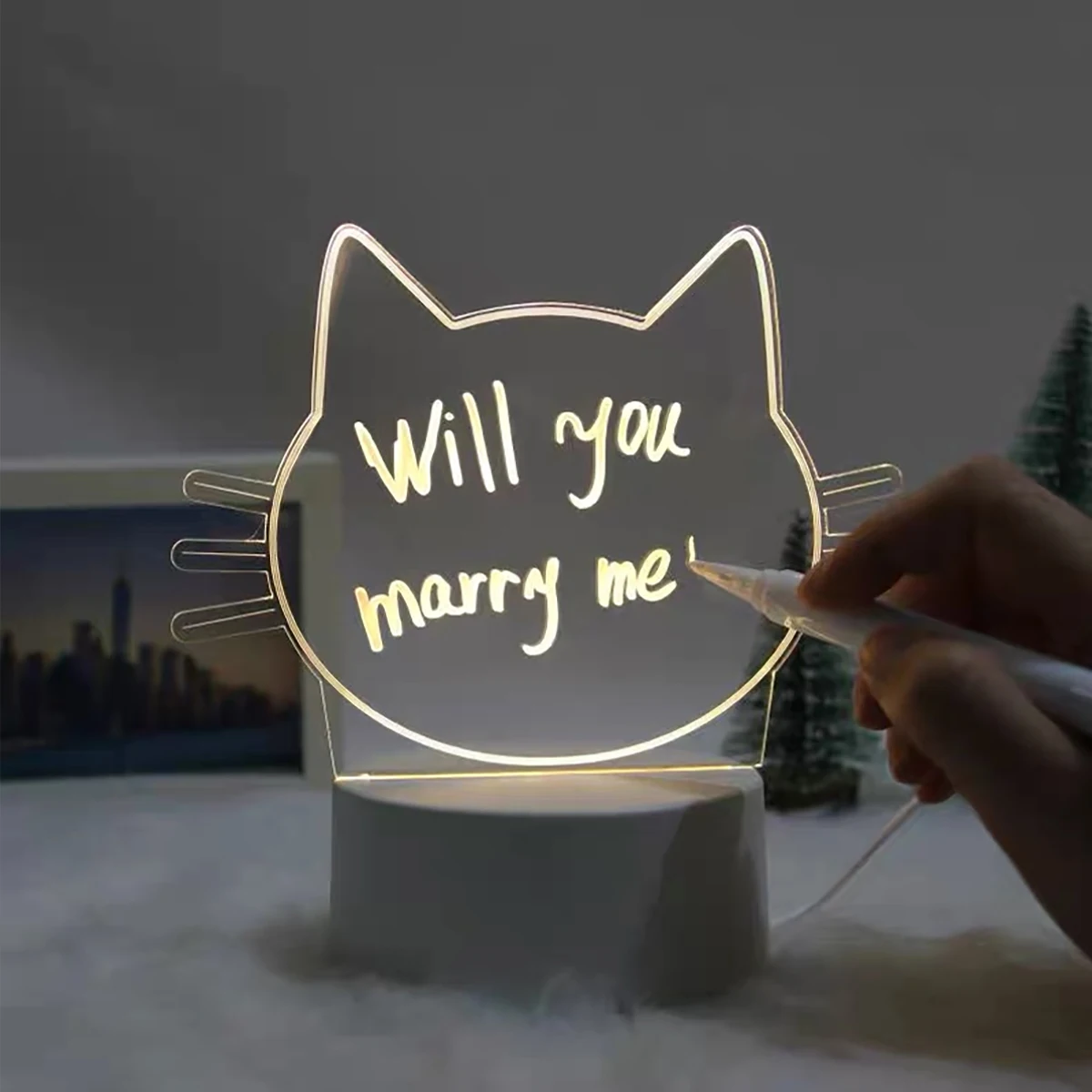 Note Board Creative Led Night Light USB Message Board Holiday Light with Pen Gift for Children Girlfriend Decoration Night Lamp