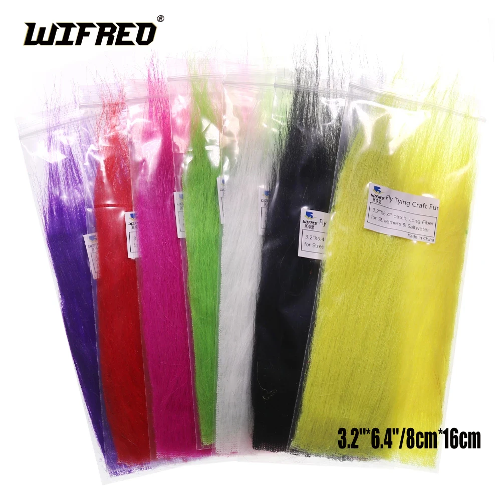 WIFREO 2PC Fly Tying Long Hairy Craft Fur Artificial Synthetic Fluffy Fiber Fly Body&Tail Materials For Pike Bass Saltwater Fly