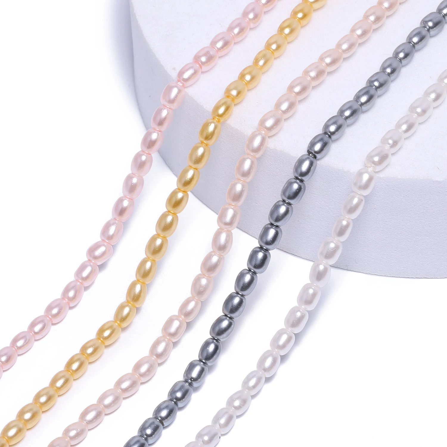 4x3mm Imitation Pearl Beads Rice Shape Glass Loose Beads for Jewelry Making Diy Elegant Valentine's Day Necklace Accessories