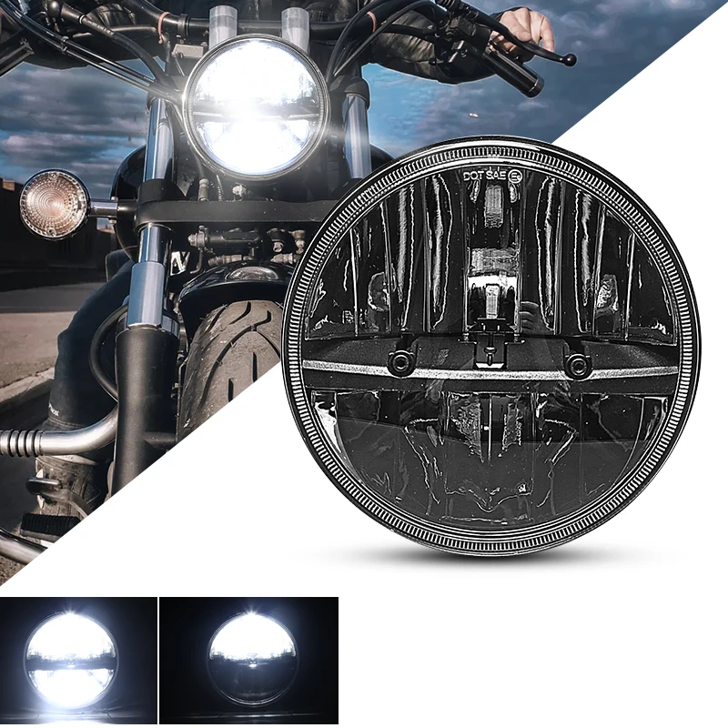 

Black 7" Inch H4 LED Moto Headlight For Harley Yamaha Royal Star Venture XVZ1300 7inch Headlights Hi/Low Led Motorcycle Headlamp