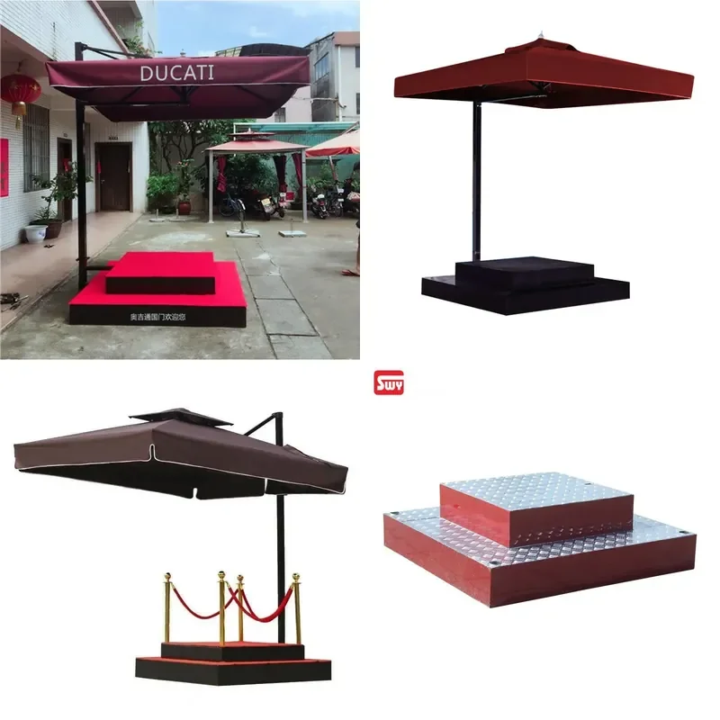 Heavy Duty Outdoor Security Umbrella Base Wind Resistant Parasol Stand with Welcome Mat Platform for Patio Garden Awning