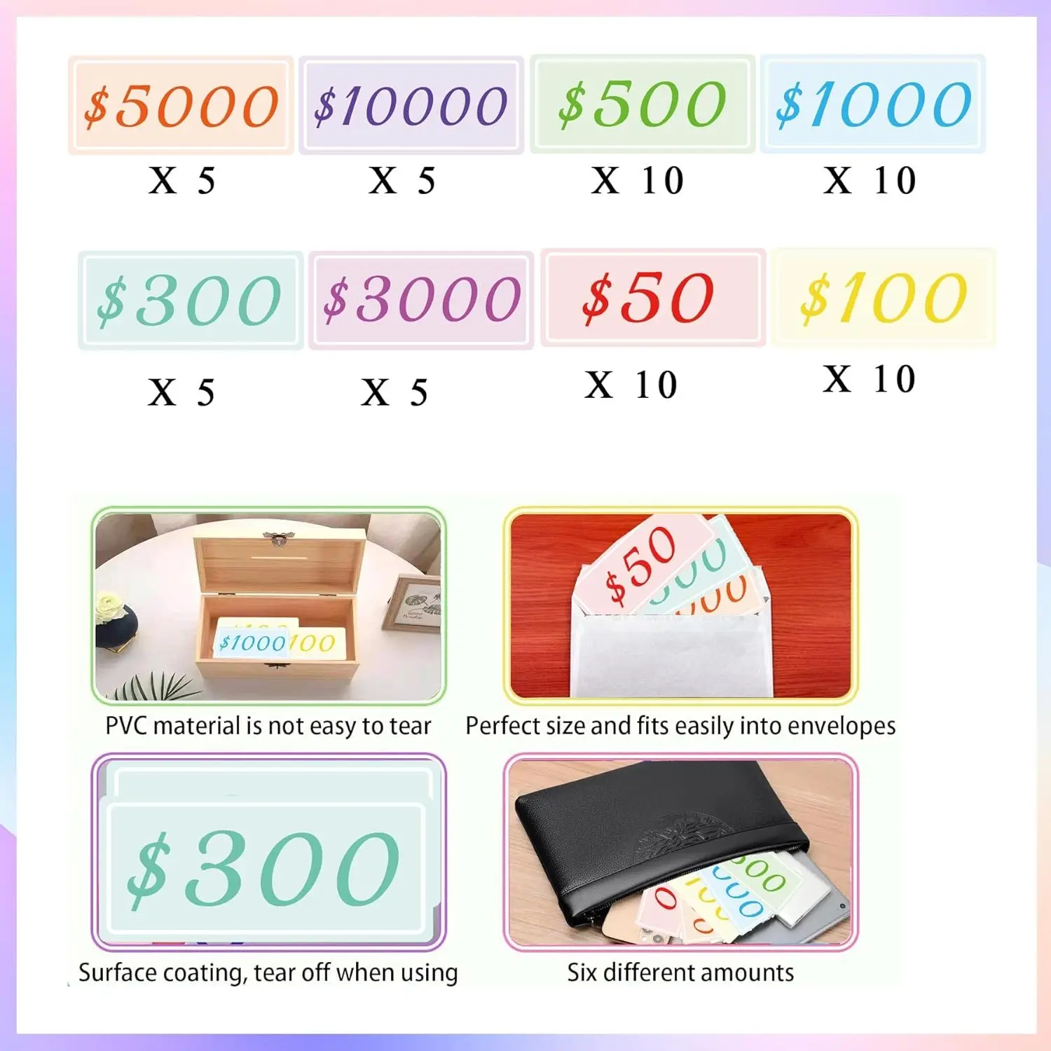 Cash Stuffing Placeholder for Envelopes Cash Envelope Place Holder 60Pcs Cash Placeholders for Money Saving Challenge