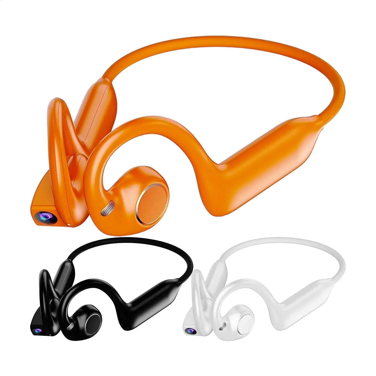 Bone Conduction Headphones Wireless Open Ear AI Translation Earbuds with Camera AI Bone Conduction Headphones for Vacation