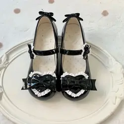 Lolita Kawaii Mary Janes scarpe donna stile giapponese fiocco dolce femminile Chic scarpe a punta tonda causali a forma di cuore estate