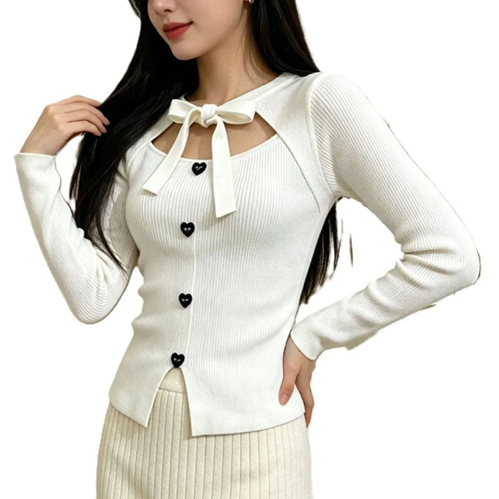 For Women 40kg-60kg Long Sleeve Shirt Bow Tie Blouse For Outdoor Activities For Leisure Female Tops Longsleeve