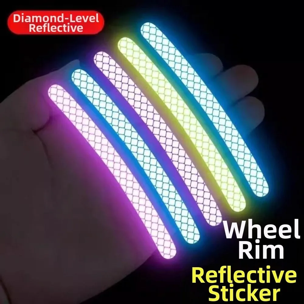 20pcs/set 9*0.7cm Bicycle Reflective Sticker Rainbow Red White PVC Bike Wheels Rainbow Sticker