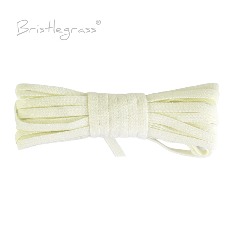 BRISTLEGRASS 2 5 10 Yard 4mm Antique White Solid Color Skinny Elastics Spandex Band Hairband Headband Tie Lace Trim Sewing