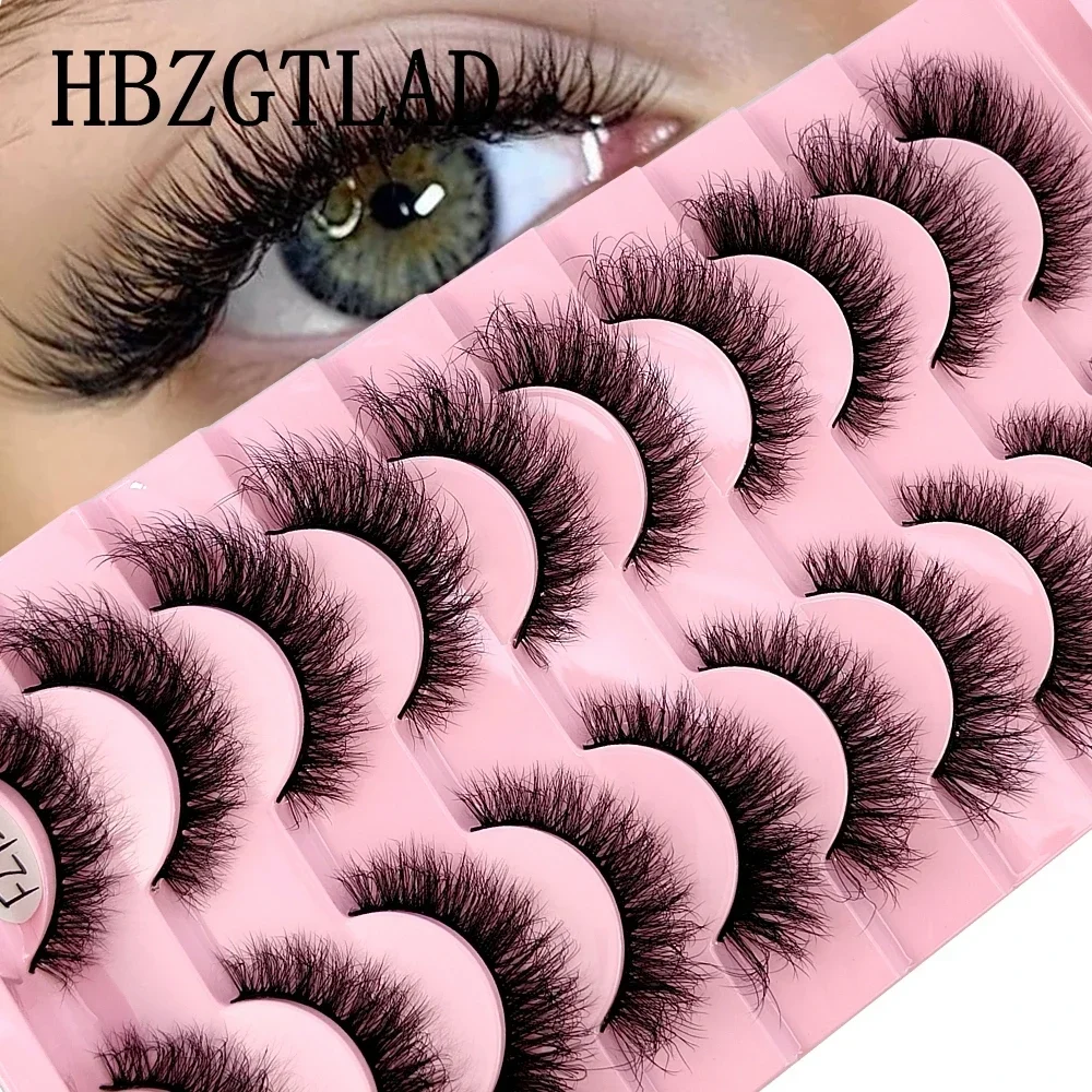 HBZGTLAD 10 Pairs Faux Mink Eyelashes Handmade False Eyelashes Natural Nude Makeup Simulation Cross Messy Eye 3D Curly Eyelashes