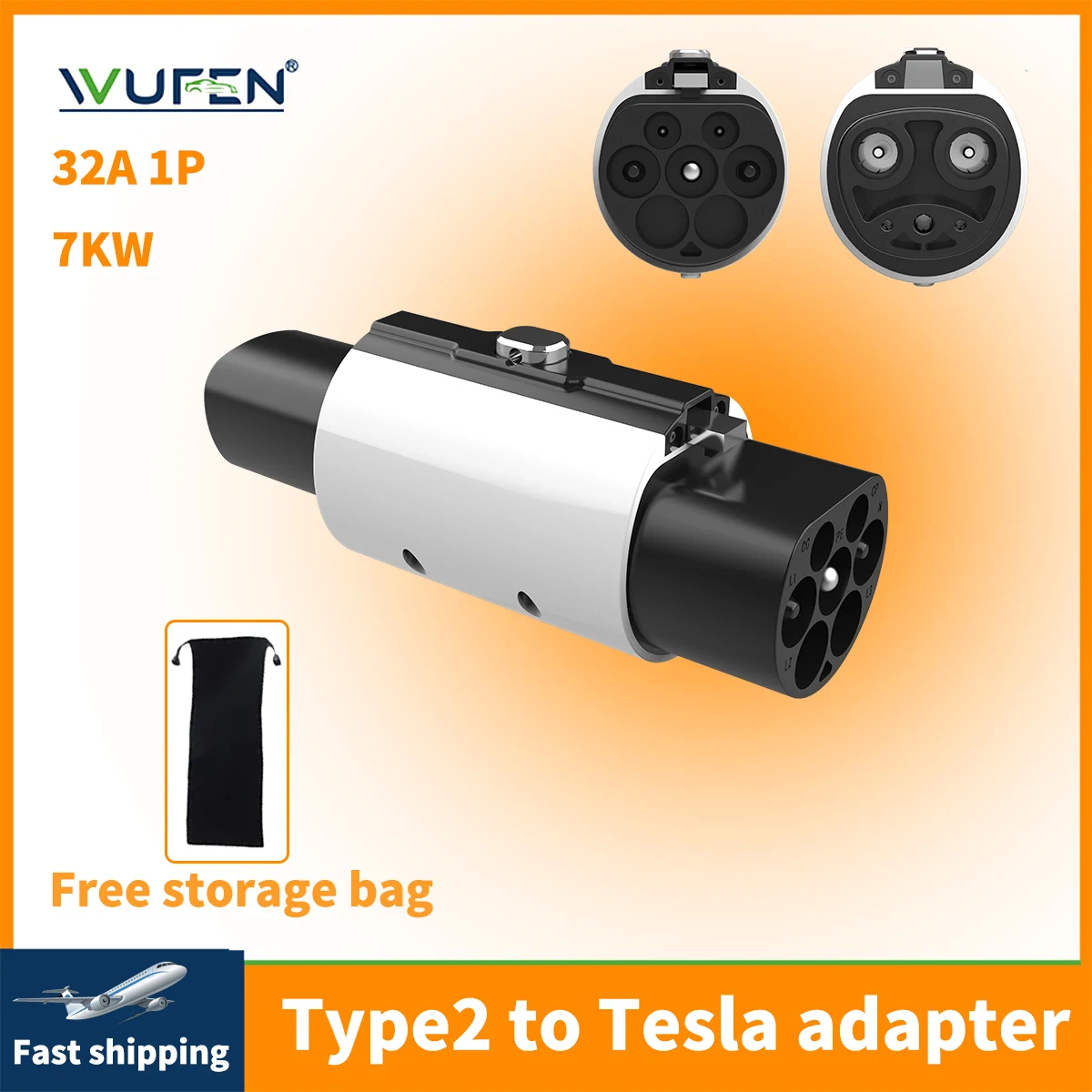 

WUFEN тип 2 к tesla 7 кВт 32A адаптер для быстрого зарядного устройства EV разъем для зарядки электромобиля конвертер для Tesla Model S/X/3/Y