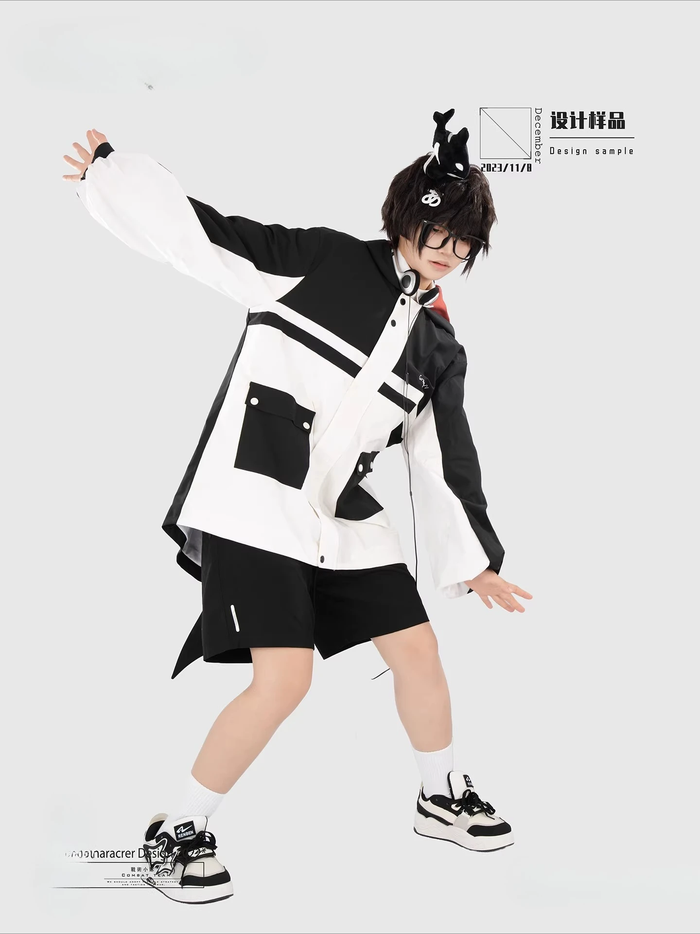 

Весенне-осенняя оригинальная черная куртка с принтом косатки, тонкая, функциональная, в стиле киберпанк, для студентов, женская, в стиле Sweet Cool