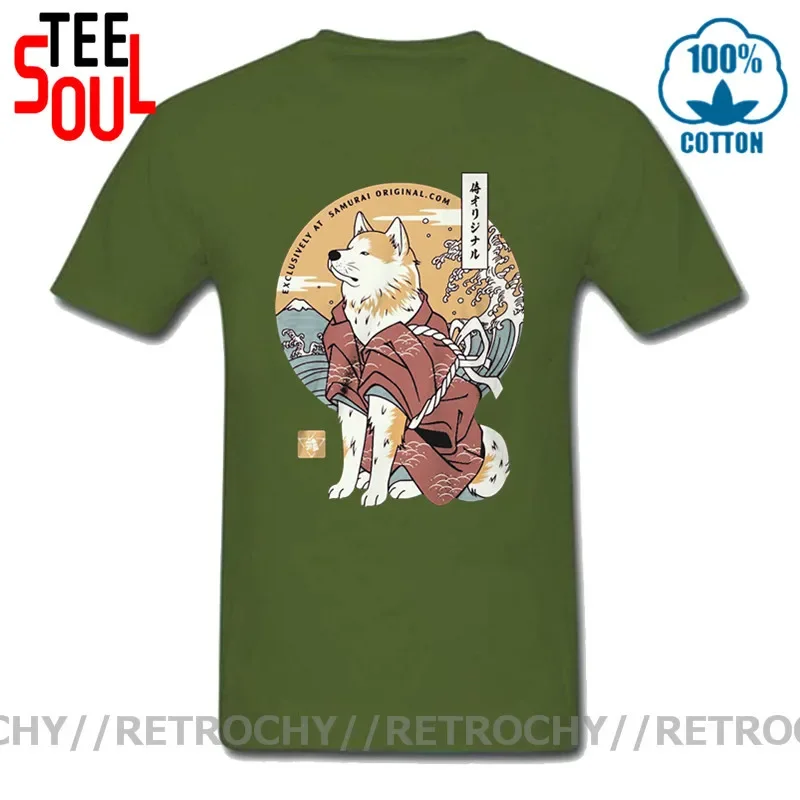 T-shirt homme, estival et à la mode, avec dessin animé japonais Shiba Inu Dog Akita samouraï Warrior Shiba Inu, 2021