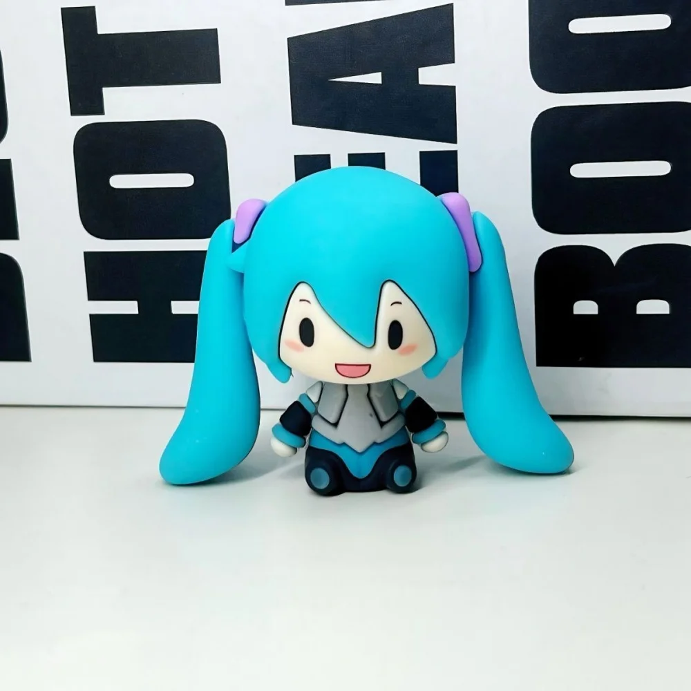 Hatsune Miku Chibi Figure Desktop Decoration Cute Anime Character Collectible Model Sitting Pose Gift for Fans Room Display view 4