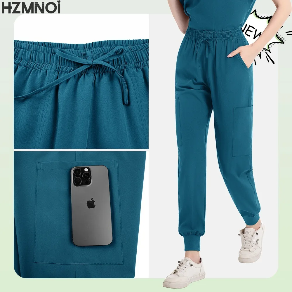 Short Sleeved Men's Scrub Uniform Doctor's Work Suit Top and Pants Men's Hospital Nurse's Work Suit Laboratory Pharmacy Uniform