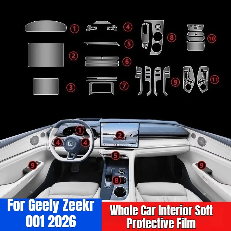 

Защитная пленка из ТПУ для центральной консоли Geely ZEEKR 001 2026, мягкая пленка для экрана, аксессуары для интерьера электромобиля
