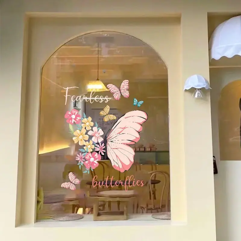 

Creative Cute Colorful Butterfly Stickers Lass Display Windows Decoration New Style Electrostatic Posters Store Door Glass Decor