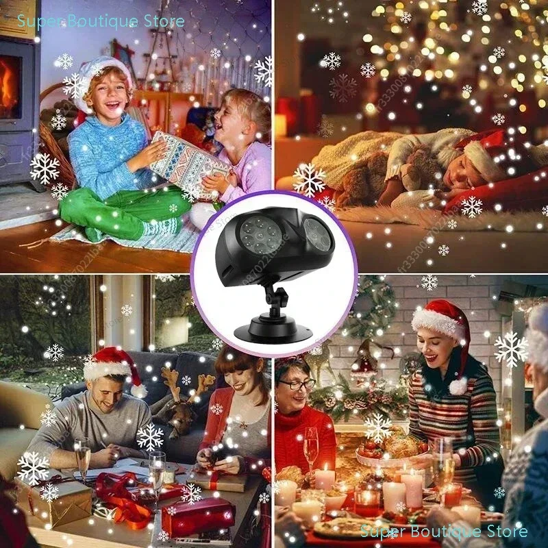 2025 جديد عيد الميلاد تساقط الثلوج أضواء جهاز عرض شكل البومة في الهواء الطلق تسليط الضوء على المشهد الديناميكي LED ندفة الثلج مصباح إسقاط #4