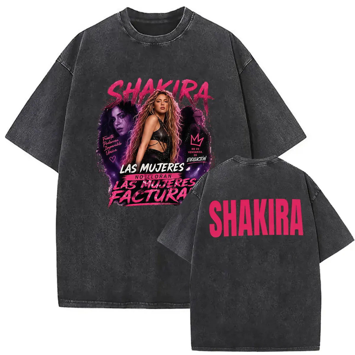 Singer Shakira Las Mujeres Ya No Lloran World Tour 2026 Vintage Washed T Shirt Men Women's Loose Pop Music Short Sleeve T-shirts