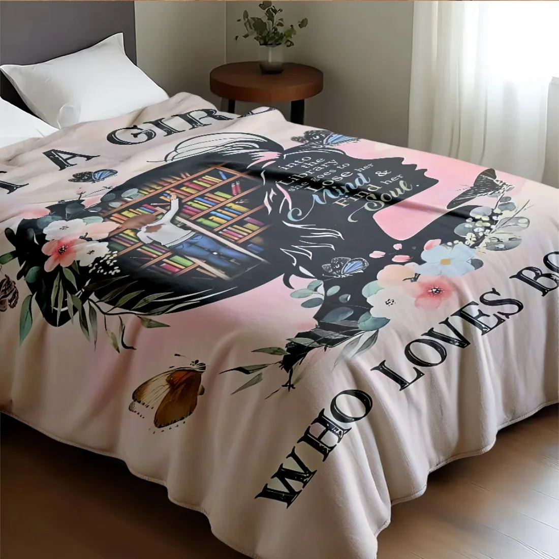 Aesthetic Book Lover Throw Blanket Fleece Cozy Throw for Girl Woman Reading Gifts Literary Quote Student Home Decor Comfort Nap
