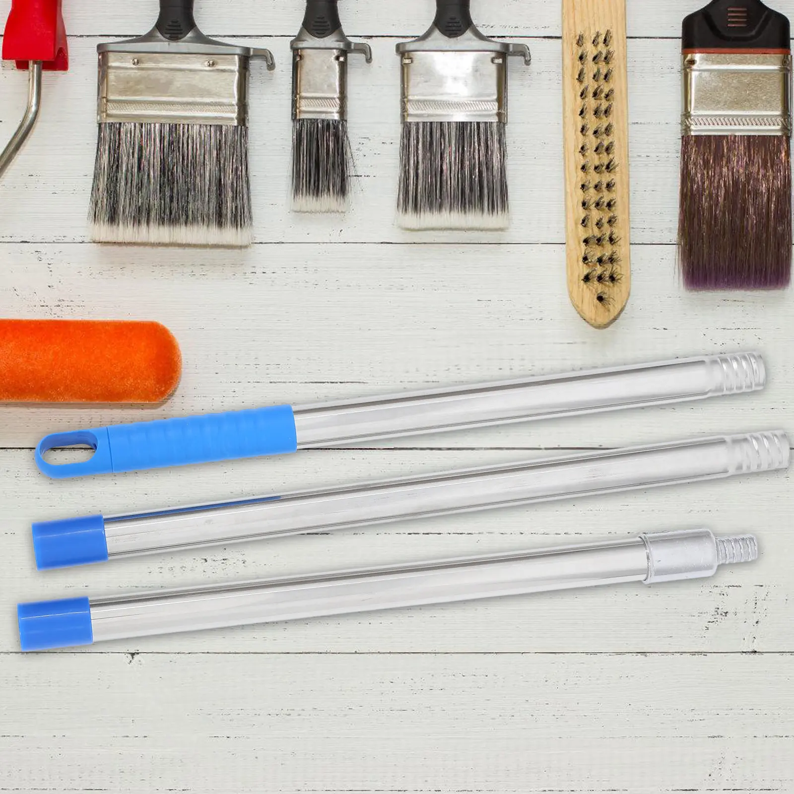 1Set Thick Multi-Section Aluminium Alloy Telescopic Extension Pole Paint Roller Brush Extension Rod for Efficient High Wall