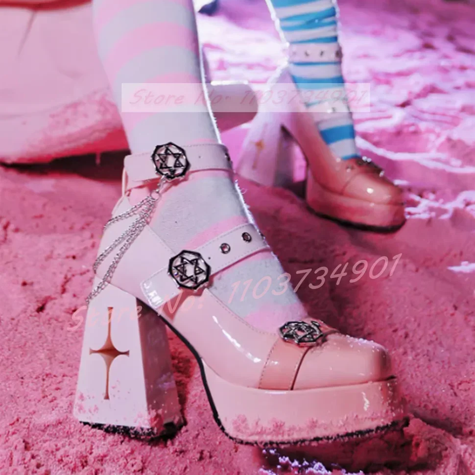 

Женские туфли-лодочки на полой платформе на блочном каблуке, элегантные туфли Лолиты на высоком каблуке с квадратным носком, женские модные вечерние милые повседневные туфли-лодочки до щиколотки