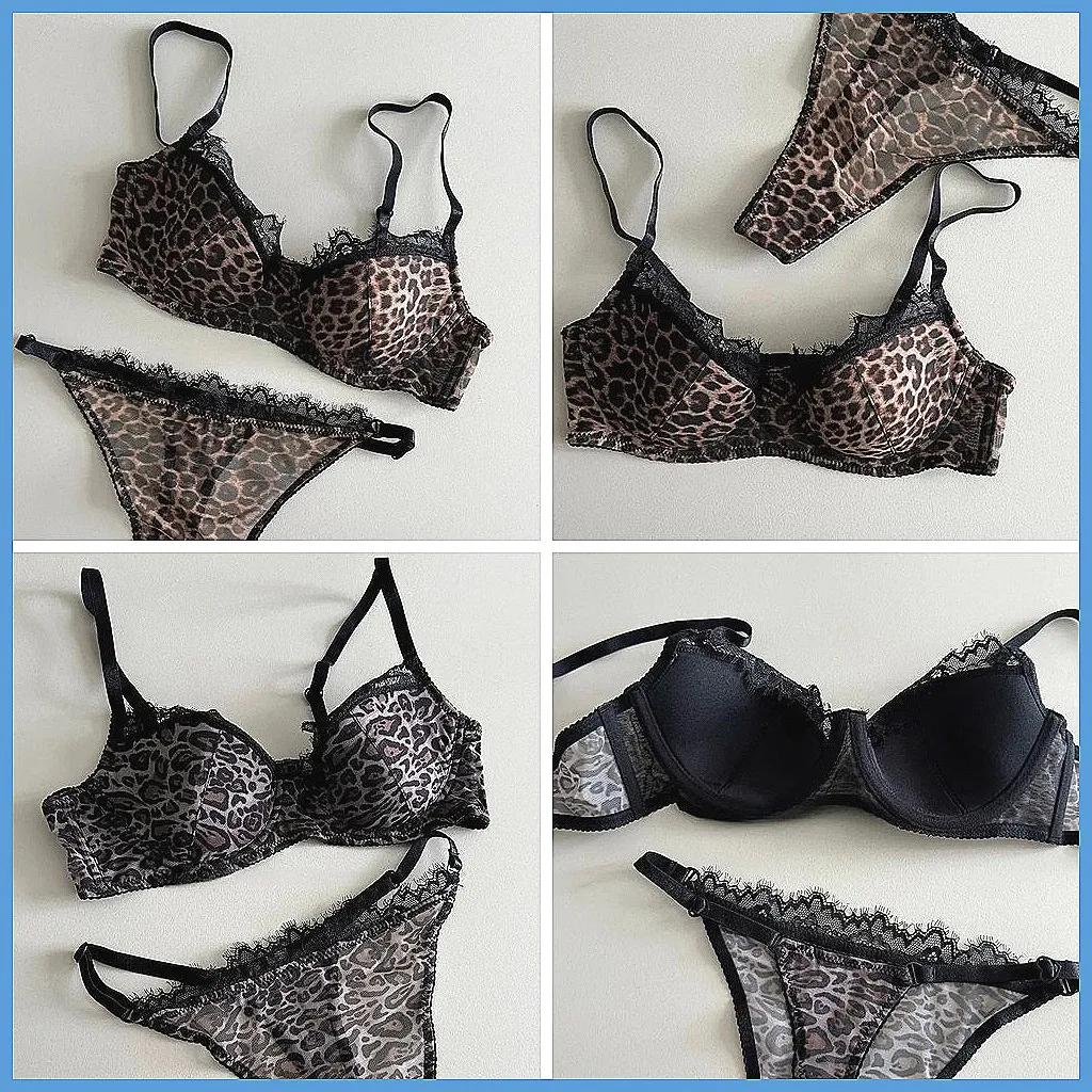 

Sexy Leopard Print Underwire Bra Set for Women, Anti-Sagging & Slimming, Soft Comfort Push Up