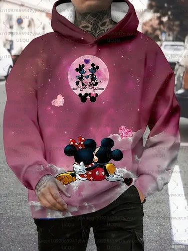 Imagen 2 del producto Sudaderas con capucha con estampado de Mickey Mouse para hombre, sudaderas deportivas con gráficos de Hip-Hop para mujer, sudaderas con capucha estilo Y2k para otoño e invierno, jerséis