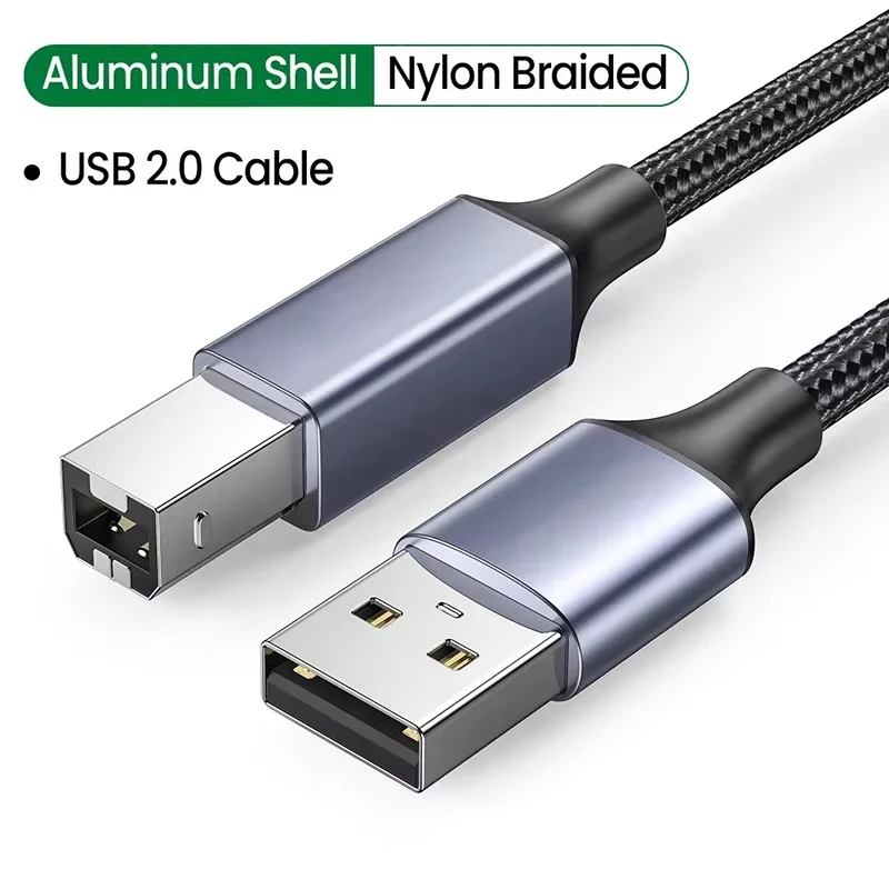 3m USB C to USB B 2.0 Cable For Epson MacBook Pro HP Canon Dell Brother Printer Fax Machine Braided Type-C Printer Scanner Cable