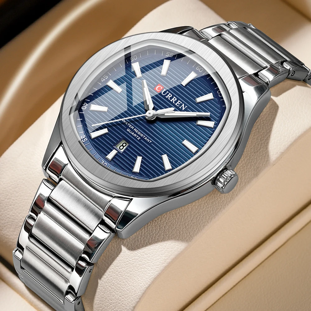 CURREN Luxury Watch For Man Waterproof Luminous Date Week Stainless Steel Men Watch Casual Quartz Men's Watches Male Clock+box