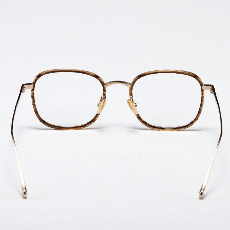 High Quality Fashion Ultra Light Pure Titanium Frame Men's Square Detail Carved Optical Reading Prescription Glasses for Women