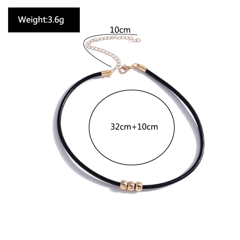 Gotischer Stil, schwarzes Seil, Damen-Halskette, Choker, Seil-Halsketten, goldfarbene Perlen, Goth-Schmuck, Halsband für Mädchen, Kpop-Chocker – Detail 7